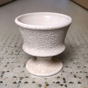 Vintage California Pottery Pedestal Planter White Textured